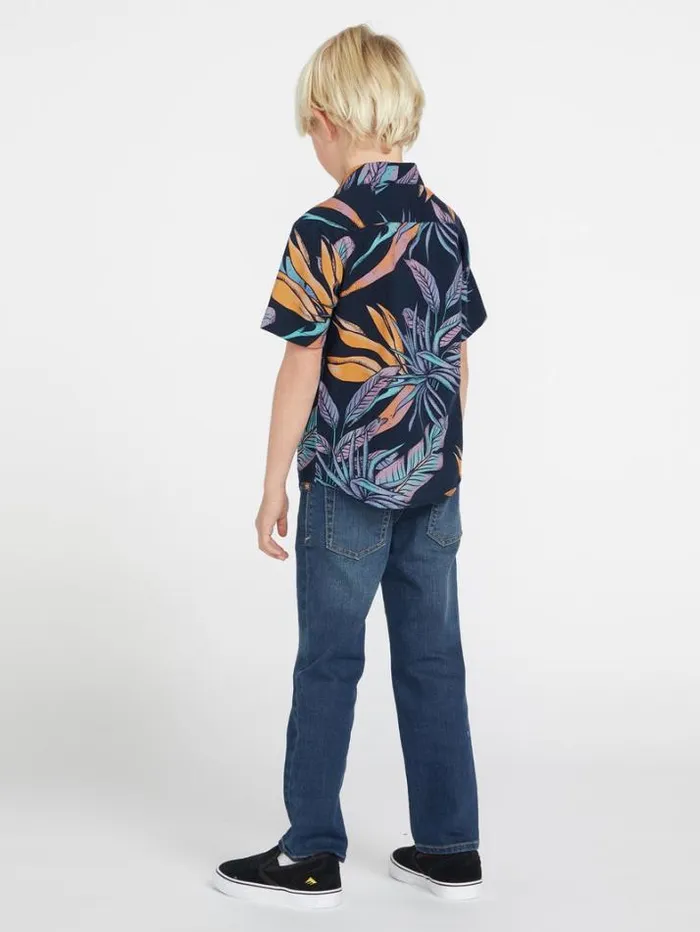 Kids Shirts and Flannels Volcom Little Boys Indo Spray Floral Woven Short Sleeve Shirt 8211 Navy