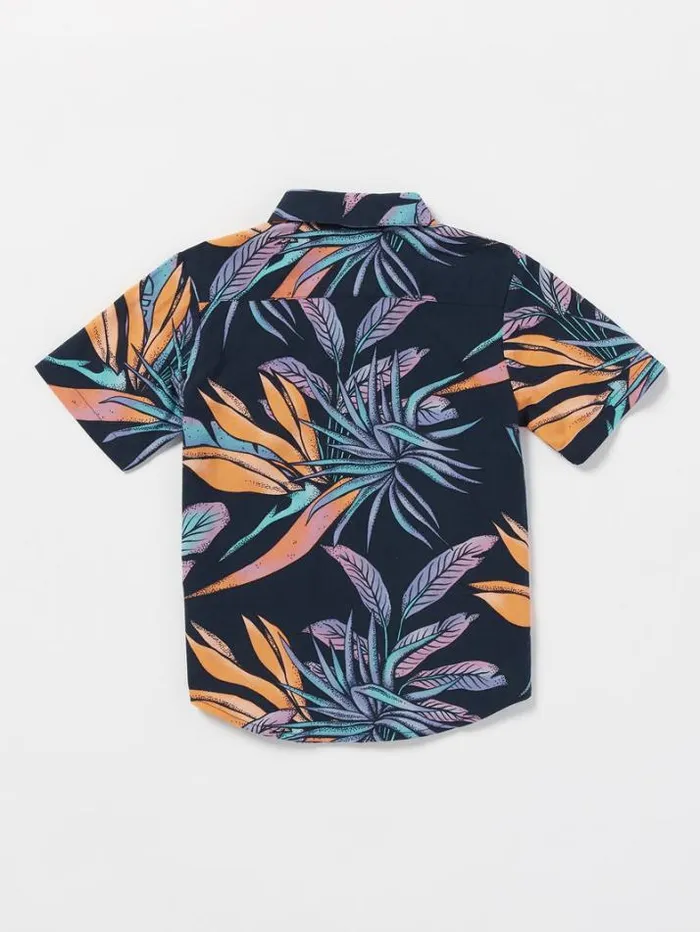 Kids Shirts and Flannels Volcom Little Boys Indo Spray Floral Woven Short Sleeve Shirt 8211 Navy