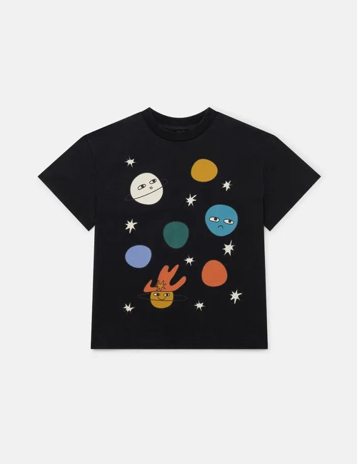 Kids Space Graphic TShirt Black Stella McCartney TShirts And Sweatshirt