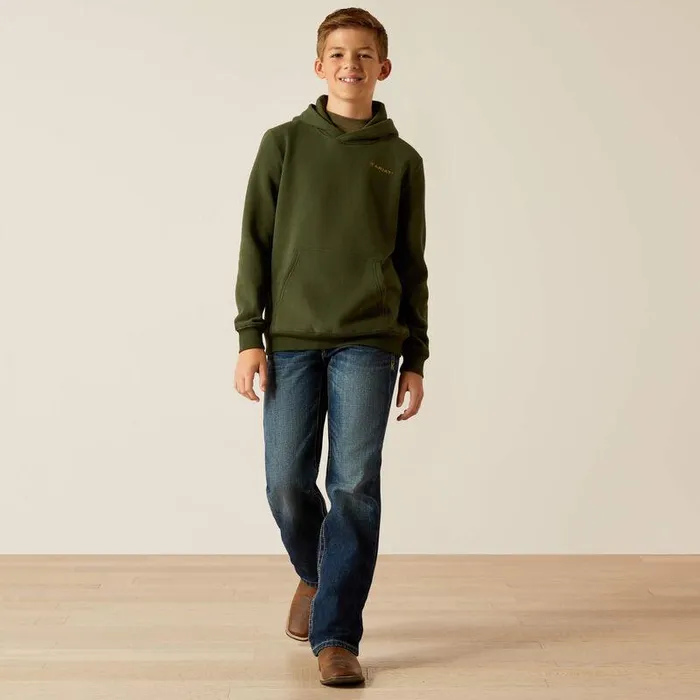 Kids Sweatshirts and Hoodies Ariat Barbwire Skull Hoodie Dark Green Kids Sweatshirts and Hoodies Ariat Barbwire Skull Hoodie Dark Green
