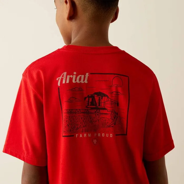 Kids TShirts and Polos Ariat Ariat Proud Farmer TShirt Redline Kids TShirts and Polos Ariat Ariat Proud Farmer TShirt Redline
