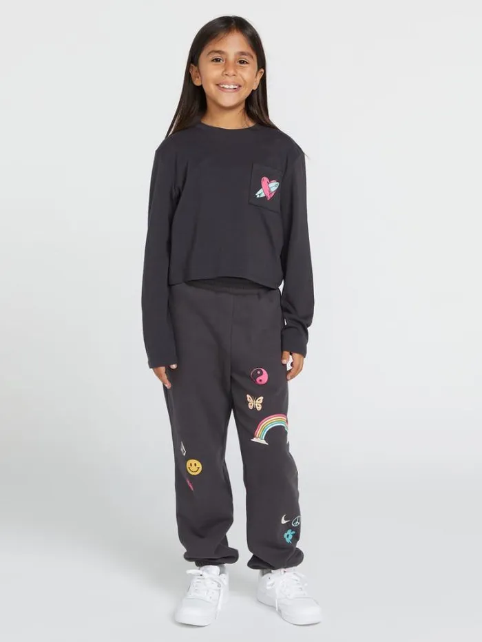 Kids TShirts and Tanks Volcom Girls Pocket Dial Long Sleeve Shirt 8211 Vintage Black