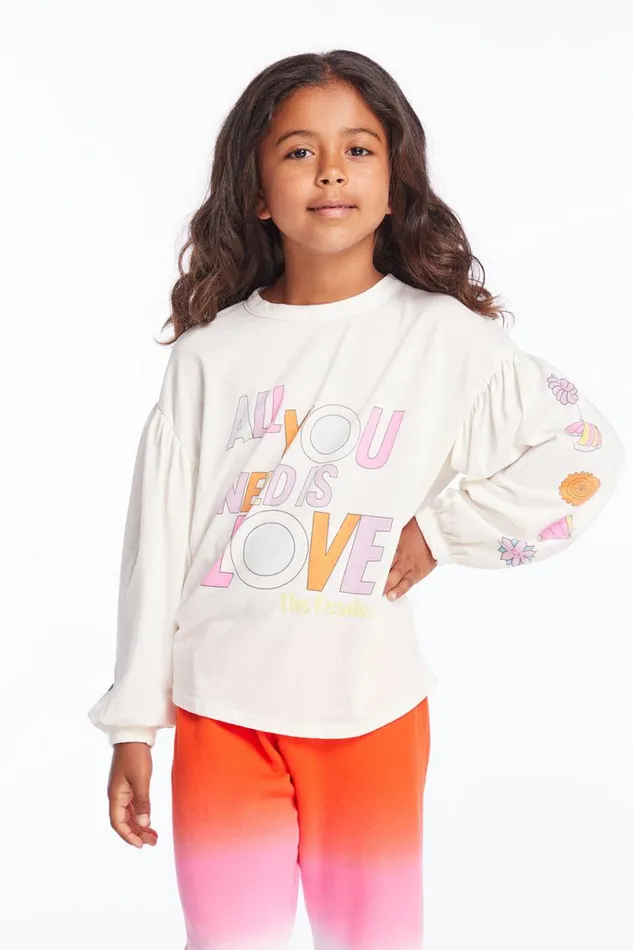 KidsWomens Girls Chaser Brand The Beatles Love Collage Girls Long Sleeve
