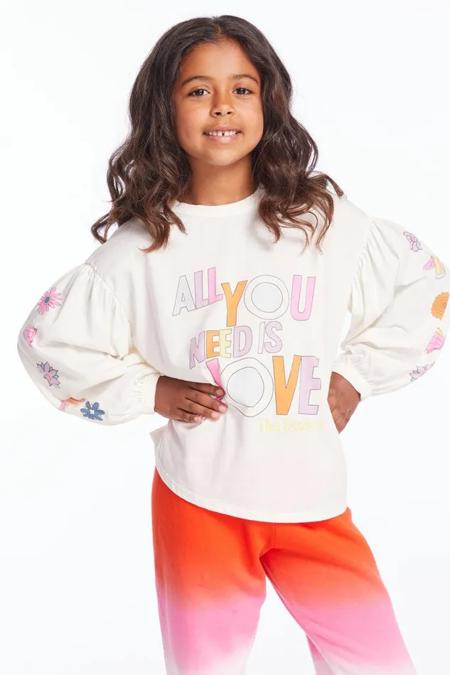 KidsWomens Girls Chaser Brand The Beatles Love Collage Girls Long Sleeve