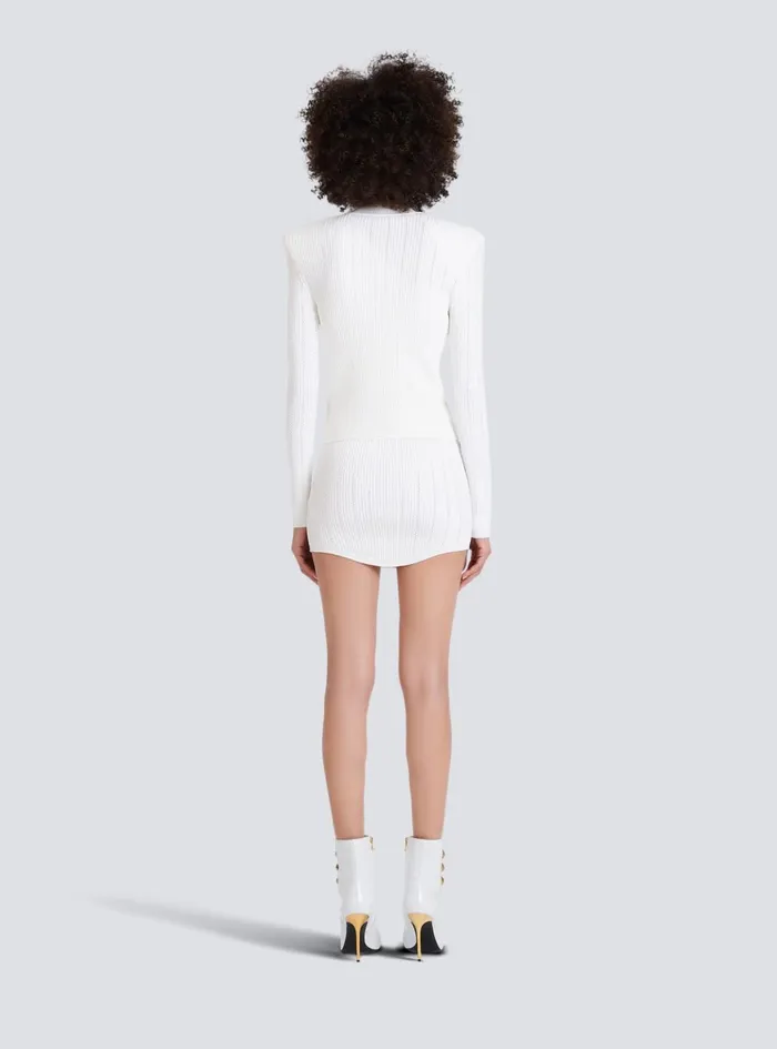 Knit Cardigan With Gold Buttons White Women Balmain Knitwear