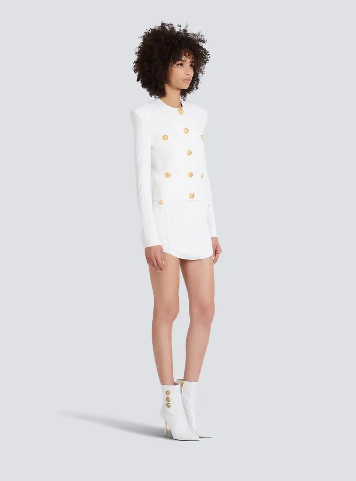 Knit Cardigan With Gold Buttons White Women Balmain Knitwear