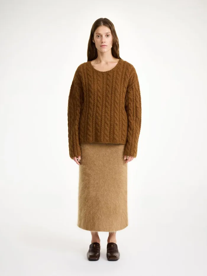 Knitwear Women By Malene Birger Cierra Cableknit Sweater Bison