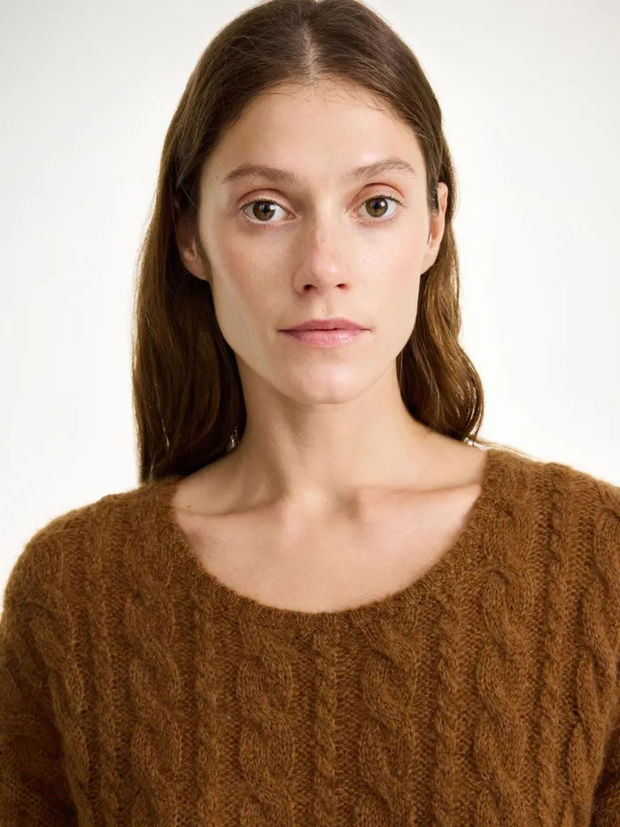 Knitwear Women By Malene Birger Cierra Cableknit Sweater Bison Knitwear Women By Malene Birger Cierra Cableknit Sweater Bison