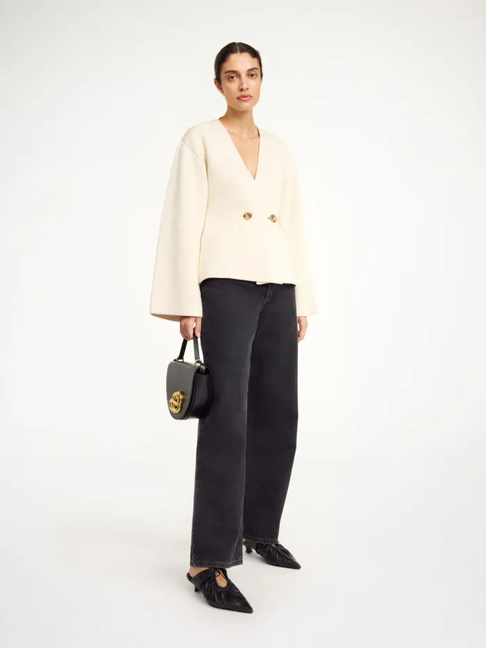 Knitwear Women By Malene Birger Tinley Woolblend Cardigan Soft White