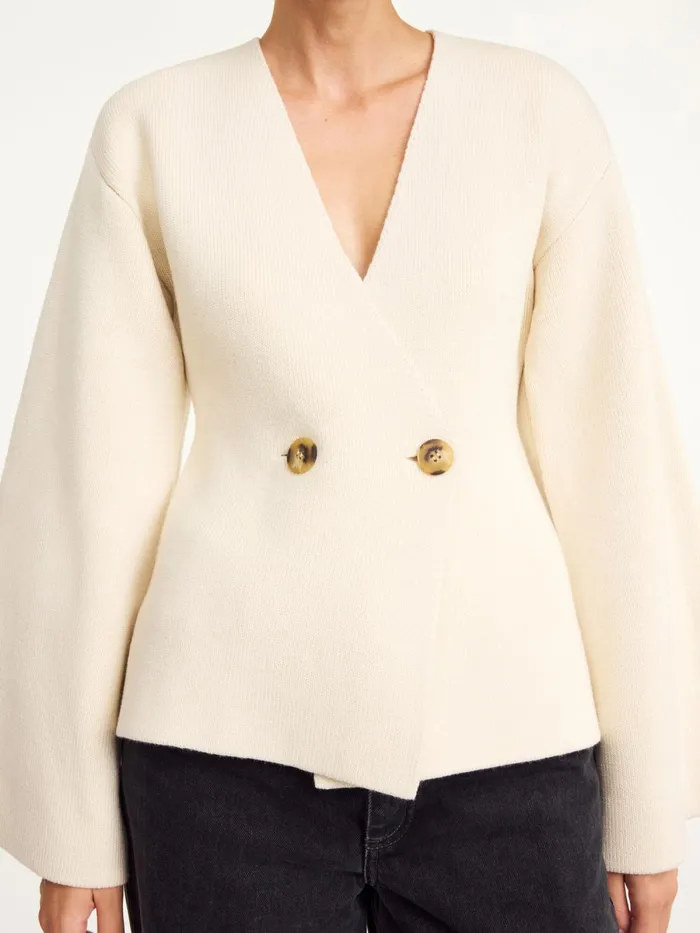 Knitwear Women By Malene Birger Tinley Woolblend Cardigan Soft White Knitwear Women By Malene Birger Tinley Woolblend Cardigan Soft White