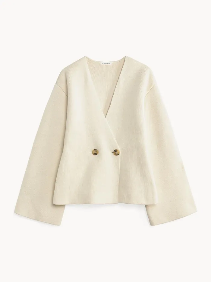 Knitwear Women By Malene Birger Tinley Woolblend Cardigan Soft White Knitwear Women By Malene Birger Tinley Woolblend Cardigan Soft White