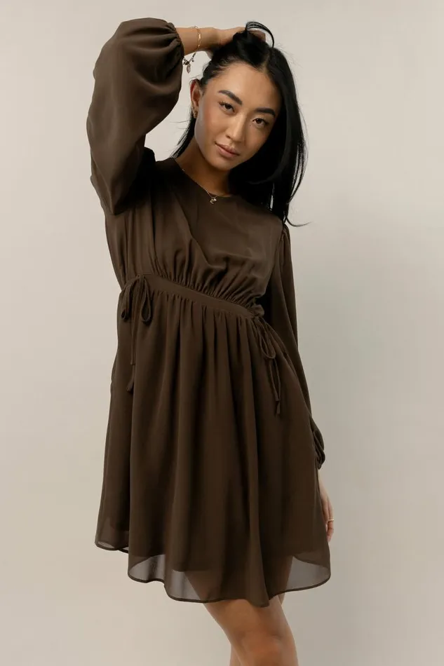 Kori Side Tie Mini Dress 8211 FINAL SALE Brown Women Bohme Dresses