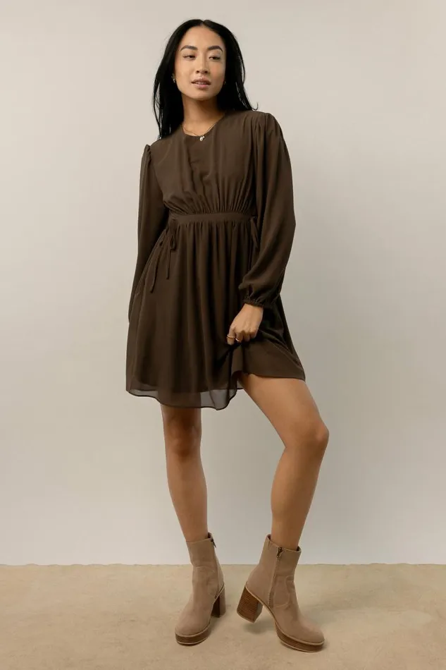 Kori Side Tie Mini Dress 8211 FINAL SALE Brown Women Bohme Dresses