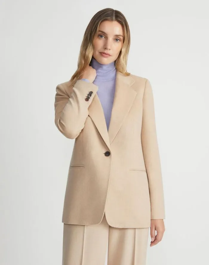 Lafayette 148 New York Camel Hair Blazer Natural Ready To Wear Jackets and Blazers
