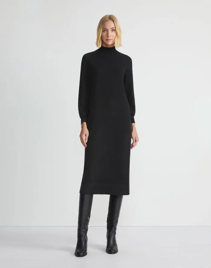 Lafayette 148 New York Cashmere Blouson Sleeve Dress Black Ready To Wear Dresses