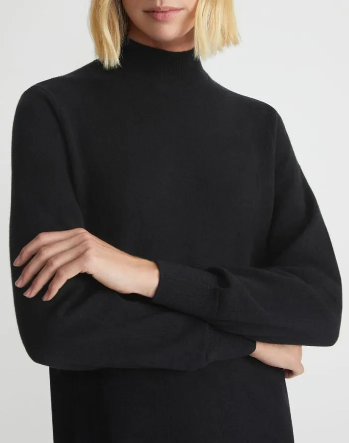 Lafayette 148 New York Cashmere Blouson Sleeve Dress Black Ready To Wear Dresses