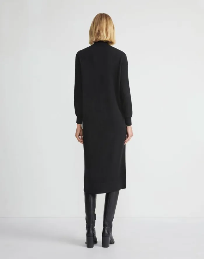 Lafayette 148 New York Cashmere Blouson Sleeve Dress Black Ready To Wear Dresses