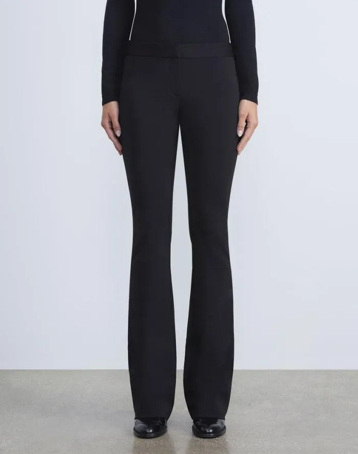 Lafayette 148 New York Compact Stretch Viscose Waldorf Flared Pant Black Ready To Wear Pants and Shorts