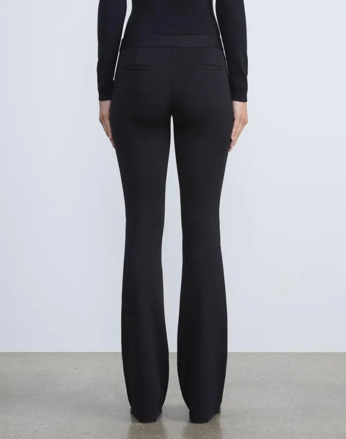 Lafayette 148 New York Compact Stretch Viscose Waldorf Flared Pant Black Ready To Wear Pants and Shorts