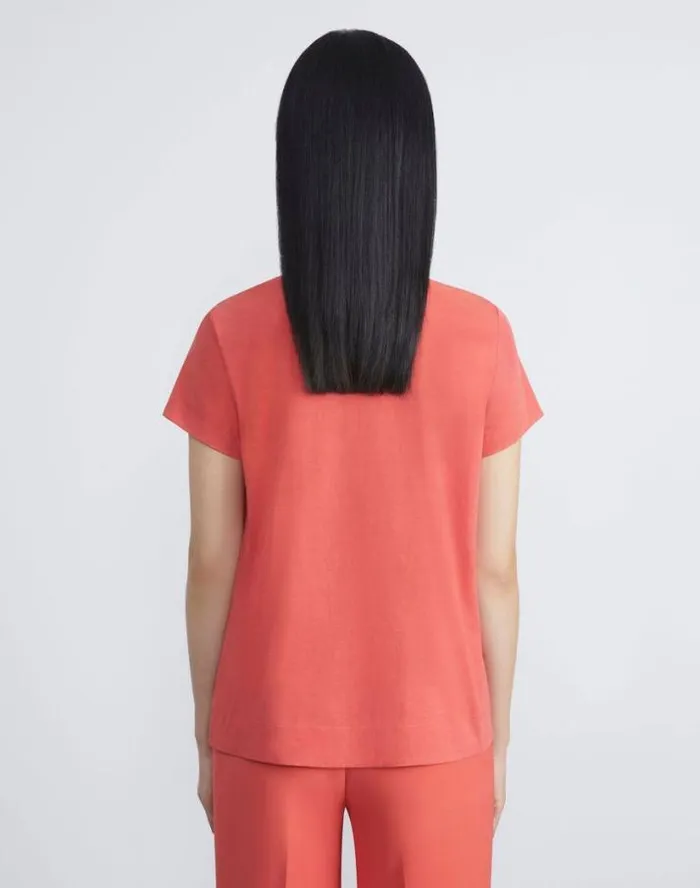 Lafayette 148 New York Cotton Jersey Modern Tee Black Ready To Wear Tops and Tees