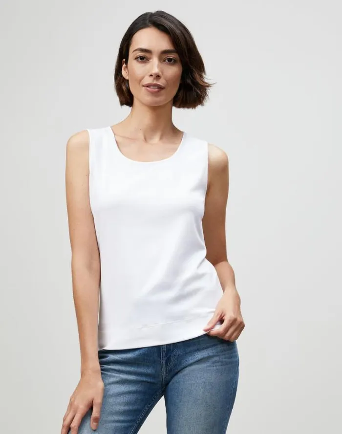 Lafayette 148 New York Cotton Rib Scoop Neck Tank Black Ready To Wear Tops and Tees