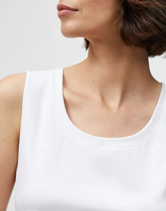 Lafayette 148 New York Cotton Rib Scoop Neck Tank Black Ready To Wear Tops and Tees