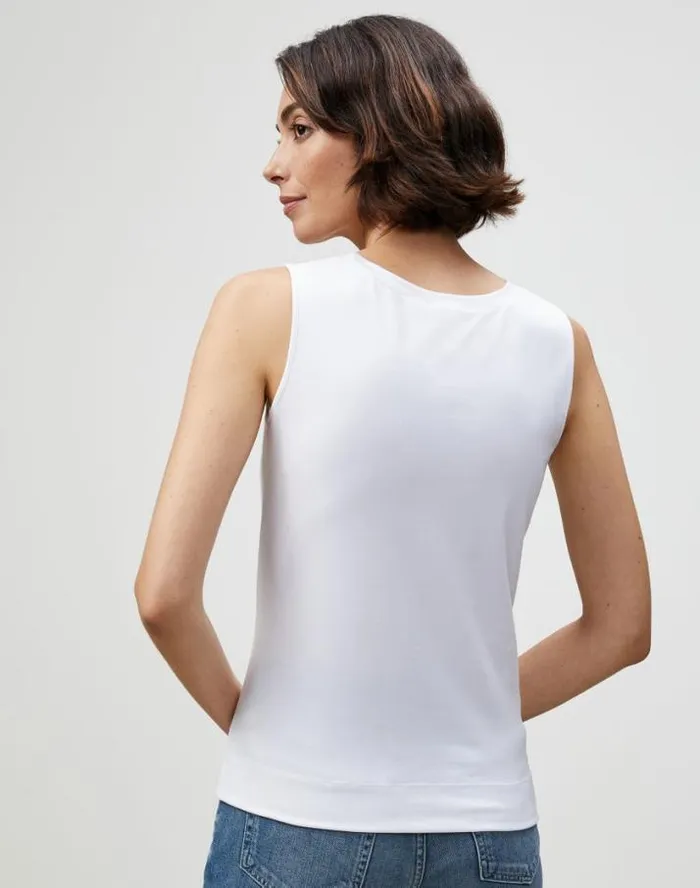 Lafayette 148 New York Cotton Rib Scoop Neck Tank Black Ready To Wear Tops and Tees