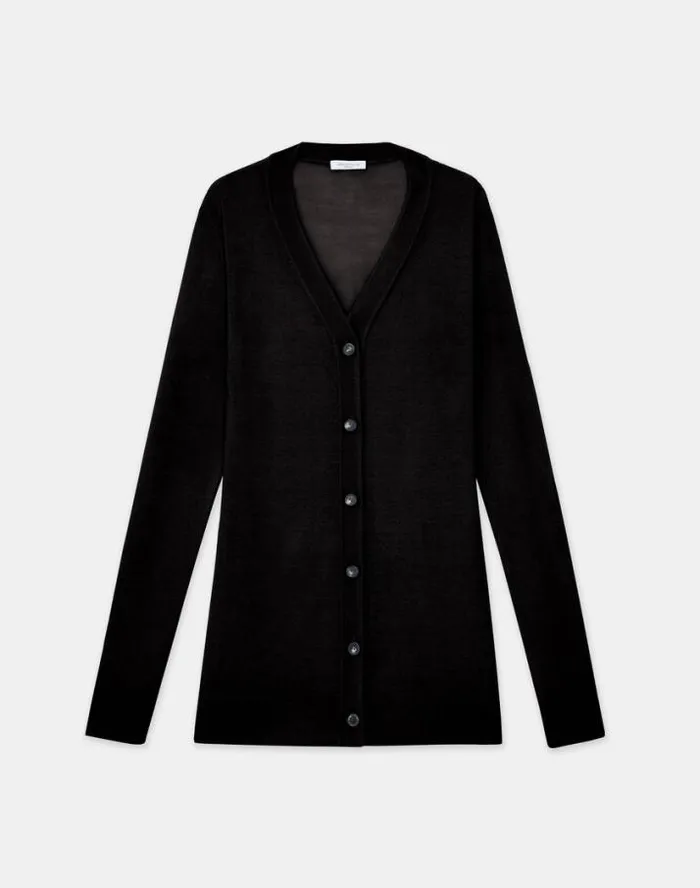 Lafayette 148 New York Fine Gauge Cashmere VNeck Cardigan Black Ready To Wear Sweaters and Knits Lafayette 148 New York Fine Gauge Cashmere VNeck Cardigan Black Ready To Wear Sweaters and Knits