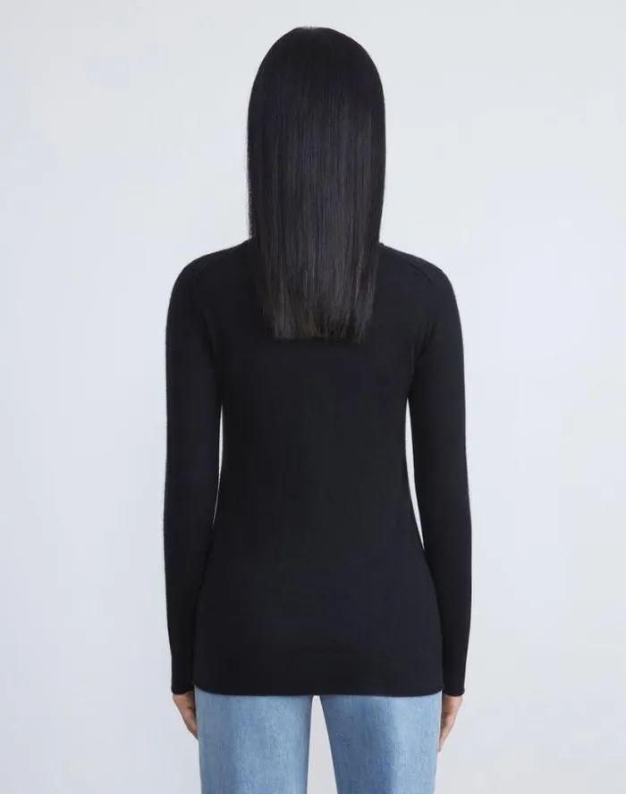 Lafayette 148 New York Fine Gauge Cashmere VNeck Cardigan Black Ready To Wear Sweaters and Knits