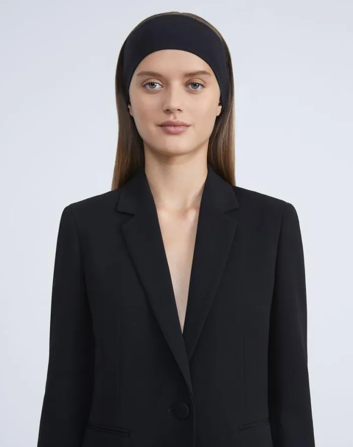 Lafayette 148 New York Finesse Crepe Single Button Blazer Black Ready To Wear Jackets and Blazers