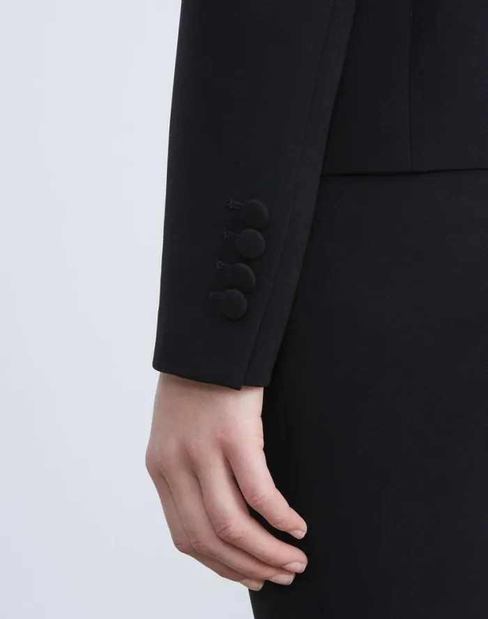 Lafayette 148 New York Finesse Crepe Single Button Blazer Black Ready To Wear Jackets and Blazers