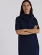 Lafayette 148 New York Flora Jacquard Responsible Fine Gauge MerinoViscose Sweater Dress Midnight Blue Ready To Wear Dresses