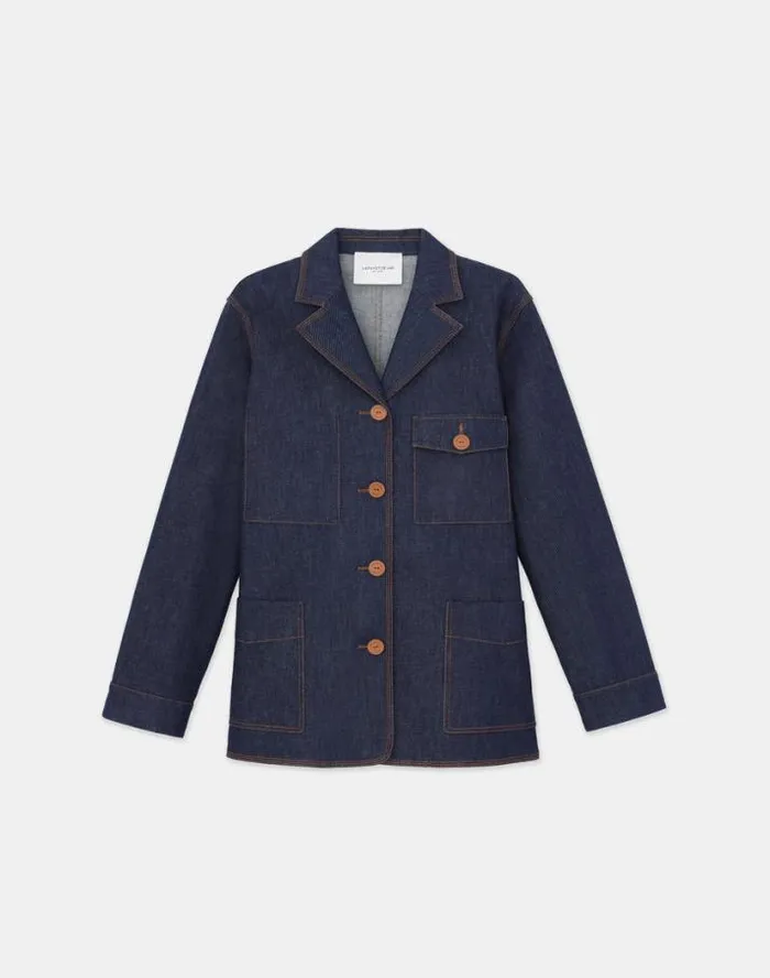 Lafayette 148 New York L148 Denim ALine Chore Jacket Shipyard Indigo Ready To Wear Jackets and Blazers Lafayette 148 New York L148 Denim ALine Chore Jacket Shipyard Indigo Ready To Wear Jackets and Blazers