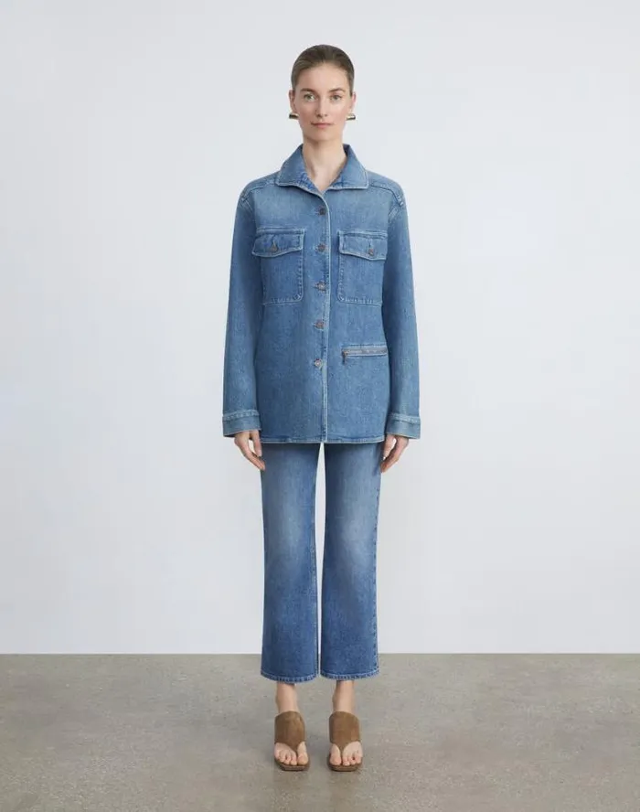 Lafayette 148 New York L148 Denim Chore Jacket Faded Skyline Ready To Wear Jackets and Blazers