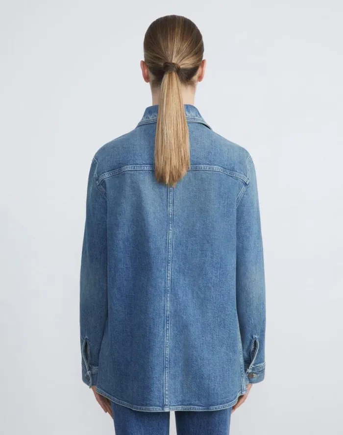 Lafayette 148 New York L148 Denim Chore Jacket Faded Skyline Ready To Wear Jackets and Blazers