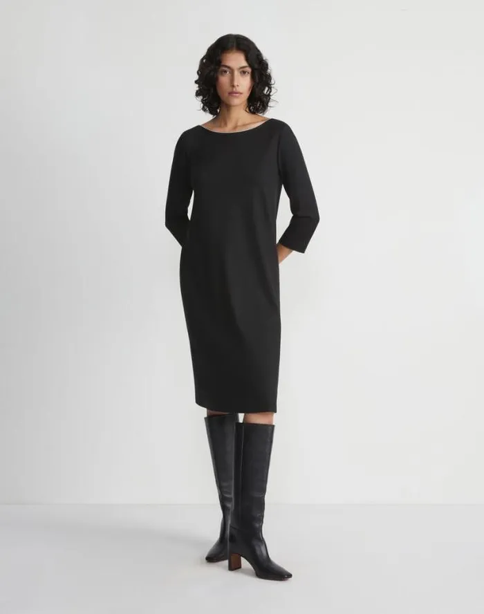 Lafayette 148 New York Lightweight Punto Milano ALine Shift Dress Black Ready To Wear Dresses