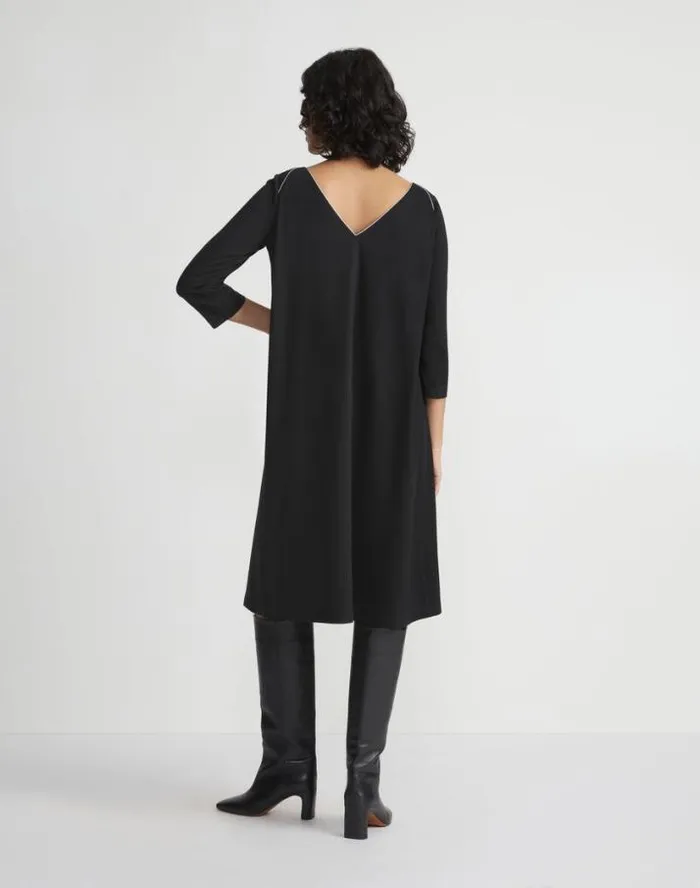 Lafayette 148 New York Lightweight Punto Milano ALine Shift Dress Black Ready To Wear Dresses