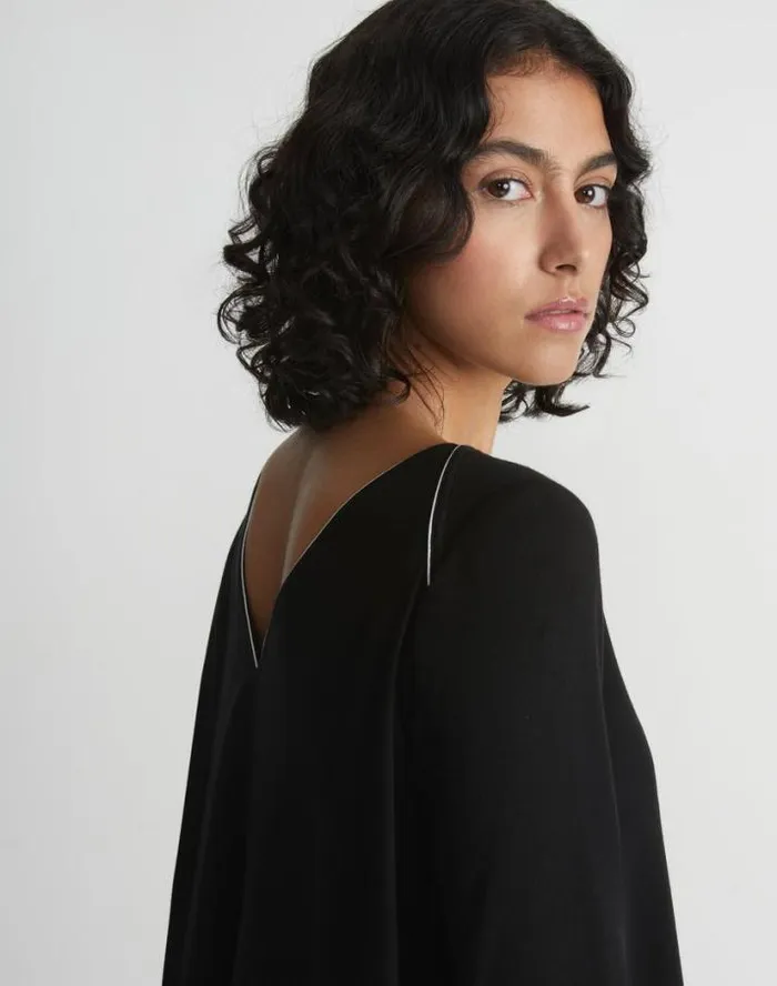 Lafayette 148 New York Lightweight Punto Milano ALine Shift Dress Black Ready To Wear Dresses