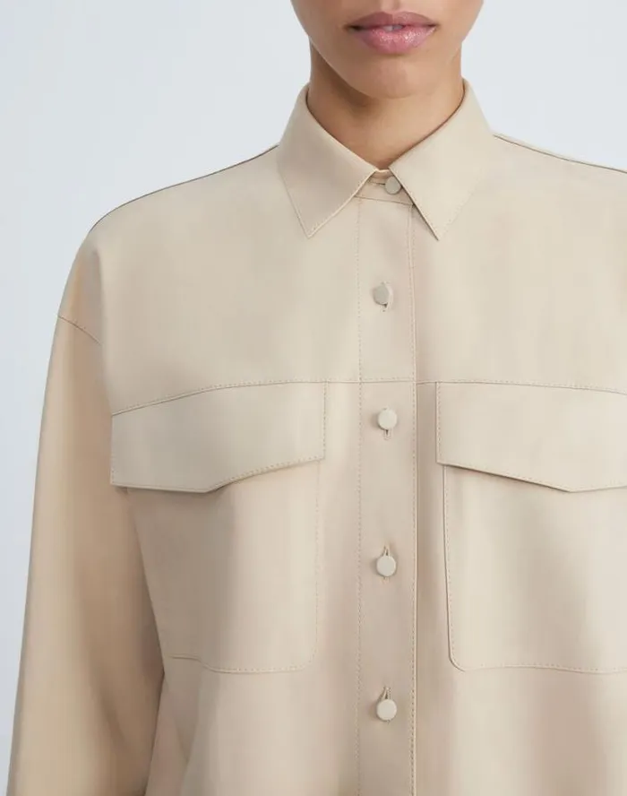 Lafayette 148 New York Paperfine Suede Shirt Jacket Dune Ready To Wear Leathers and Suedes