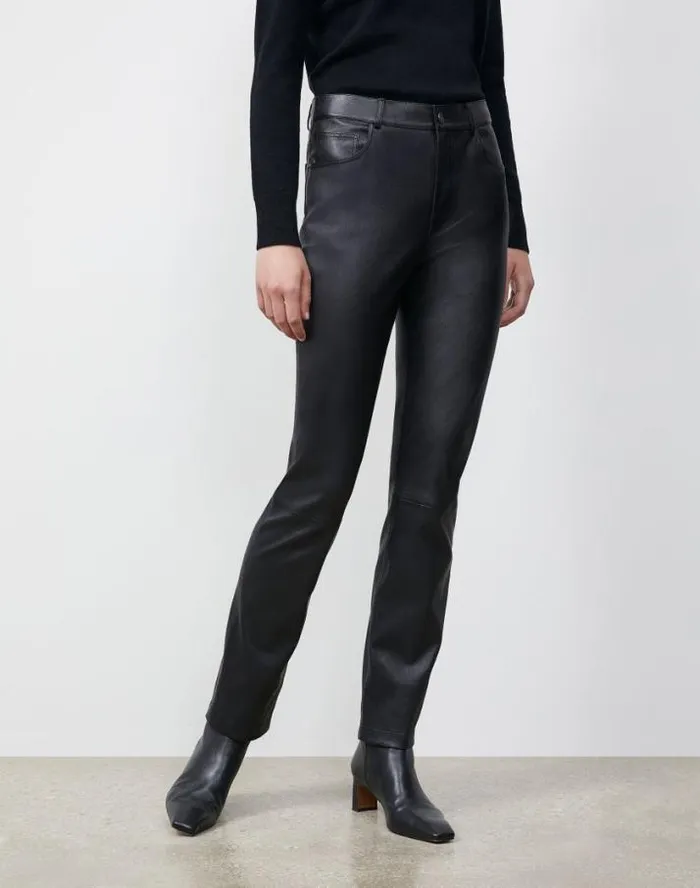 Lafayette 148 New York Reeve Pant In Silky Stretch Nappa Black Ready To Wear Pants and Shorts