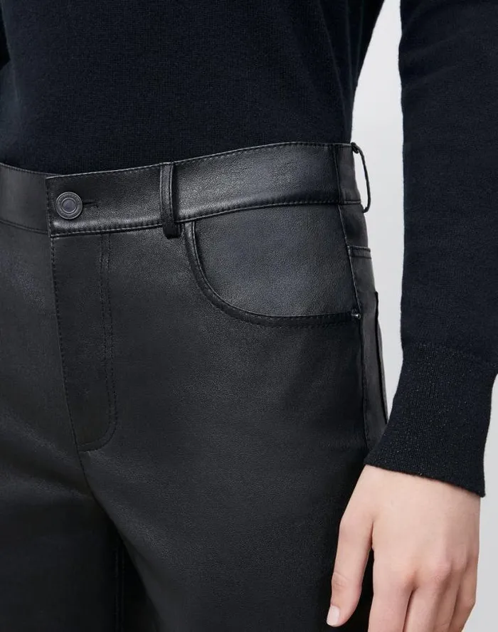Lafayette 148 New York Reeve Pant In Silky Stretch Nappa Black Ready To Wear Pants and Shorts