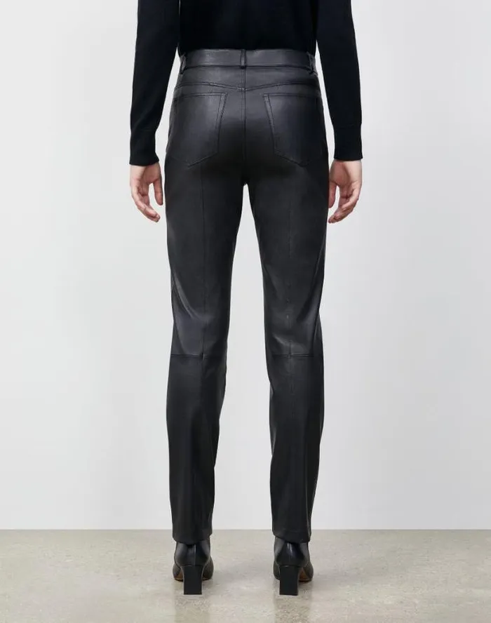 Lafayette 148 New York Reeve Pant In Silky Stretch Nappa Black Ready To Wear Pants and Shorts
