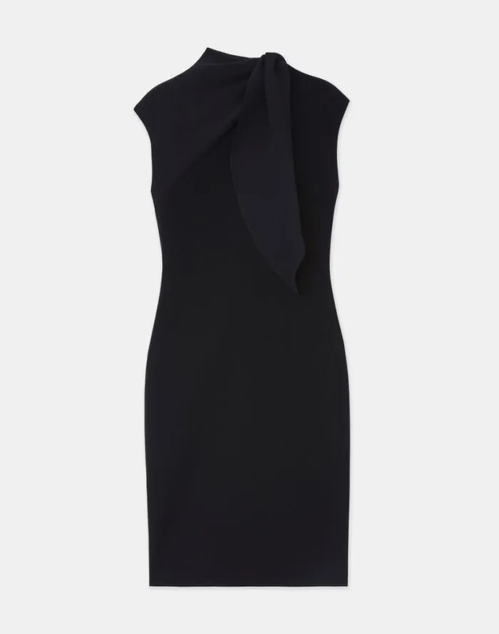 Lafayette 148 New York Responsible Finesse Crepe Scarf Dress Black Ready To Wear Dresses