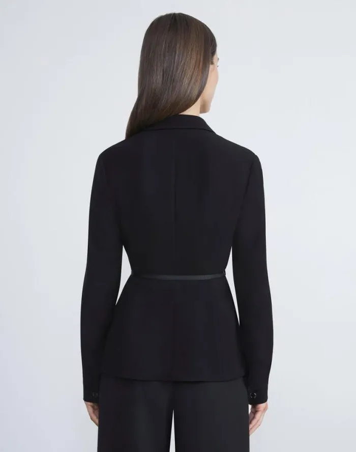 Lafayette 148 New York Responsible Finesse Crepe Wrap Blouse Black Ready To Wear Blouses and Shirts