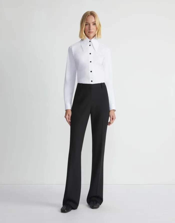 Lafayette 148 New York Responsible Wool Double Face Waldorf Flared Pant Black Ready To Wear Pants and Shorts