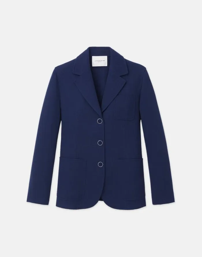 Lafayette 148 New York Responsible Wool Nouveau Crepe Chore Jacket Midnight Blue Ready To Wear Jackets and Blazers Lafayette 148 New York Responsible Wool Nouveau Crepe Chore Jacket Midnight Blue Ready To Wear Jackets and Blazers