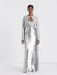 Lafayette 148 New York Sequin Chiffon Bias Gown Pale Grey Ready To Wear Dresses
