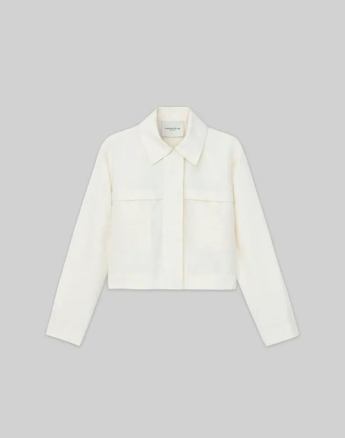 Lafayette 148 New York SilkLinen Tapered Bomber Jacket Alabaster Ready To Wear Jackets and Blazers Lafayette 148 New York SilkLinen Tapered Bomber Jacket Alabaster Ready To Wear Jackets and Blazers