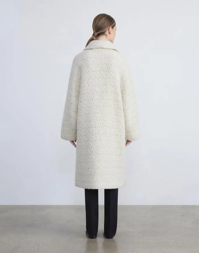 Lafayette 148 New York WoolCotton Boucl Oversized Coat Buff Multi Ready To Wear Jackets and Blazers