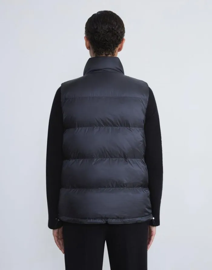 Lafayette 148 New York Wool Knit and Quilted Down Reversible Vest Black Ready To Wear Jackets and Blazers